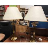 PAIR OF BRASS EFFECT TABLE LAMPS