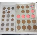 PART PAD OF AUSTRALIA PENNIES & FRENCH COINS