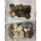2 TUBS OF CUPRO NICKEL & BRONZE ENGLISH COINAGE