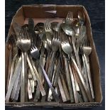 SMALL CARTON OF BRONZE OR BRASS SQUARE HANDLED TABLE CUTLERY