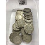 TUB OF 1920 - 1946 UK HALF CROWNS APPROX WEIGHT 15oz