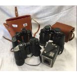 3 PAIRS OF BINOCULARS, 2 WITH CASES & A MODEL 'D' BOXED BROWNIE CAMERA