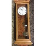 QUARTZ WALL CLOCK BY WILLIAM WIDDOP IN BEECH & GLASS BURR WALNUT CASE