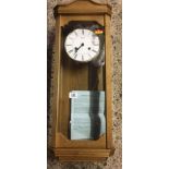 HERMLE KEY WOUND WALL CLOCK WITH HALF HOUR STRIKE IN OAK & GLASS CASE