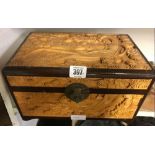 ORIENTAL CARVED JEWELLERY BOX & CARVED UTENSILS