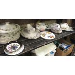 SHELF OF MISC CHINAWARE INCL; ROYAL DOULTON LARCHMONT, VARIOUS ROYAL WORCESTER DISH LIDS & OTHER