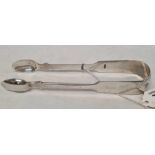 A PAIR OF EARLY VICTORIAN EXETER SILVER SUGAR TONGS, 1839 W.R SOBEY