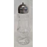 GLASS & WHITE METAL TOPPED SUGAR CASTER