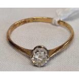 18ct GOLD DIAMOND SOLITAIRE RING, SIZE T, 2.1g