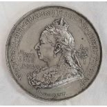 LARGE SILVERED BRONZE QUEEN VICTORIA DIAMOND JUBILEE BRITISH EMPIRE MEDAL BY F. BOWCHER FOR