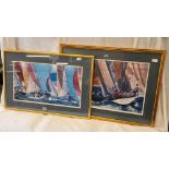 F/G MICHAEL VAUGHAN LIMITED EDITION PRINT OF THE AMERICA'S CUP & ANOTHER F/G MICHAEL VAUGHAN LIMITED