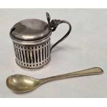 A SILVER MUSTARD POT, B'HAM 1924 (BROKEN B.G.L)