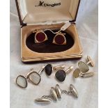 BAG WITH MIXED GENTS CUFF LINKS, A PAIR OF HOUSE OF FRASERS DINGLES CUFF LINKS IN BOX