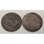 A GEORGE III SILVER SHILLING 1817 & ANOTHER 1834