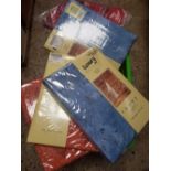 CARTON WITH 4 PACKETS OF NEW BED SHEETS, PICNIC TRAVEL RUG & 2 BAGS