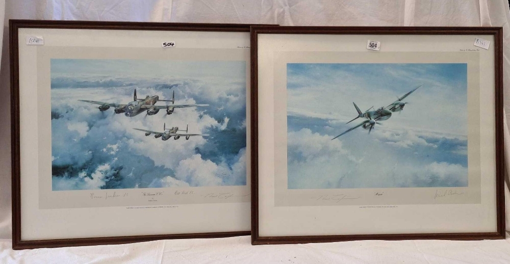 F/G RAF PICTURE OF MOSQUITO & A F/G PRINT OF RAF LANCASTERS EC'S BOTH SIGNED