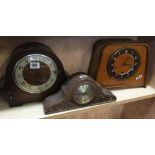 2 WESTMINSTER CHIME MANTLE CLOCKS IN WOOD CASES & 1 OTHER, NOT KNOWN IF WORKING