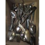 LARGE DECORATIVE PLATE ANTIQUE GALLERY TRAY & CARTON OF CUTLERY
