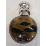 STONE SCENT BOTTLE WITH POSSIBLY SILVER TOP, STOPPER MISSING
