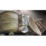 WICKER LOG BASKET & 3 OTHERS