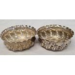 A PAIR OF VICTORIAN SILVER SALTS, B'HAM 1889