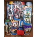 CARTON OF LEGO ''KNIGHTS KINGDOM'' KITS IN ORIGINAL TIN & PLASTIC CONTAINERS