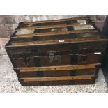 WOOD & METAL BOUND TRAVEL TRUNK