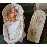 BABIES CRIB WITH DOLL & BABY BOUNCER