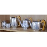 PICQUOT WARE, MILK JUG, SUGAR JUG, COFFEE POT, WATER JUG & TEA POT