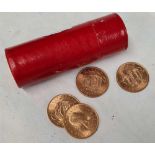 A RED TUBE OF FIFTY 1967 HALF PENNIES