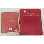 3 OLD POSTAGE STAMP ALBUMS WITH MISC STAMPS & POSTCARDS