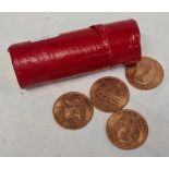 A RED TUBE OF FIFTY 1967 UNCIRCULATED PENNIES