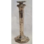 SILVER HEXAGONAL CANDLE STICK 8'' TALL WITH SPARE SCONCE, B'HAM 1933, 6.7oz