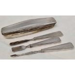 A GOOD QUALITY SILVER NAIL BUFFER & 3 MANICURE ITEMS, B'HAM 1935