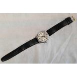 GENTS STAINLESS STEEL ULTRONIC GENTS WRIST WATCH ON ASSOCIATED LEATHER STRAP, NOT KNOWN IF WORKING