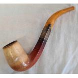 AMBER & MEERSCHAUM PIPE WITH SILVER BANDING