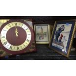 2 GILT FRAMED SMALL EMBROIDERED PICTURES OF POLICEMAN, CHRISTOPHER ROBIN & ALICE IN LONDON & A