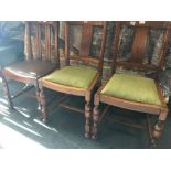 PAIR OF OAK & UPHOLSTERED DINING CHAIRS & 1 OTHER