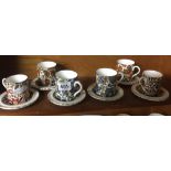 SET OF 6 LONGTON BONE CHINA COFFEE CUPS & SAUCERS