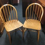 PAIR OF PINE STICK BACK DINING CHAIRS