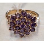 PRETTY 9ct MULTI PINK STONE CLUSTER RING, SIZE Q, w 5.16g