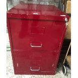 RED METAL 2 DRAWER FILING CABINET