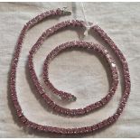 VERY LONG PINK STONE SILVER NECKLACE, 35''