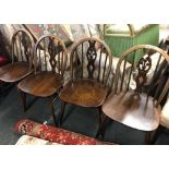 SET OF 4 ERCOL PRINCE OF WALES FEATHER DINING CHAIRS
