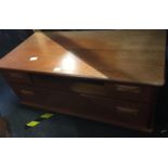 RETRO TEAK TV STAND WITH 1 LONG DRAWER & 2 SHORT DRAWERS