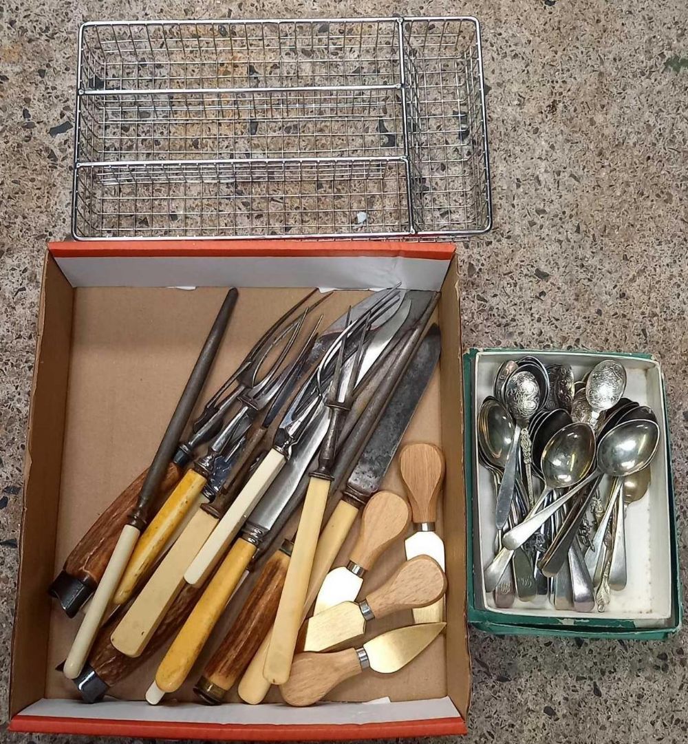 2 CARTONS OF MISC CUTLERY& CUTLERY TRAY