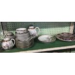 SHELF OF CHINESE EGGSHELL PORCELAIN TEA POT, PLATES, SAUCERS ETC