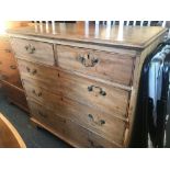 GEORGIAN MAHOGANY CHEST OF 5 DRAWERS, 3 LONG & 2 SHORT, WITH BRASS DROP HANDLES