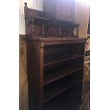 WALNUT ARTS & CRAFTS BOOKCASE WITH CUPBOARD ABOVE