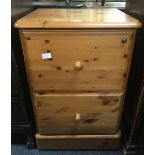 2 DRAWER PINE OFFICE FILING CABINET (1 LOCKED)